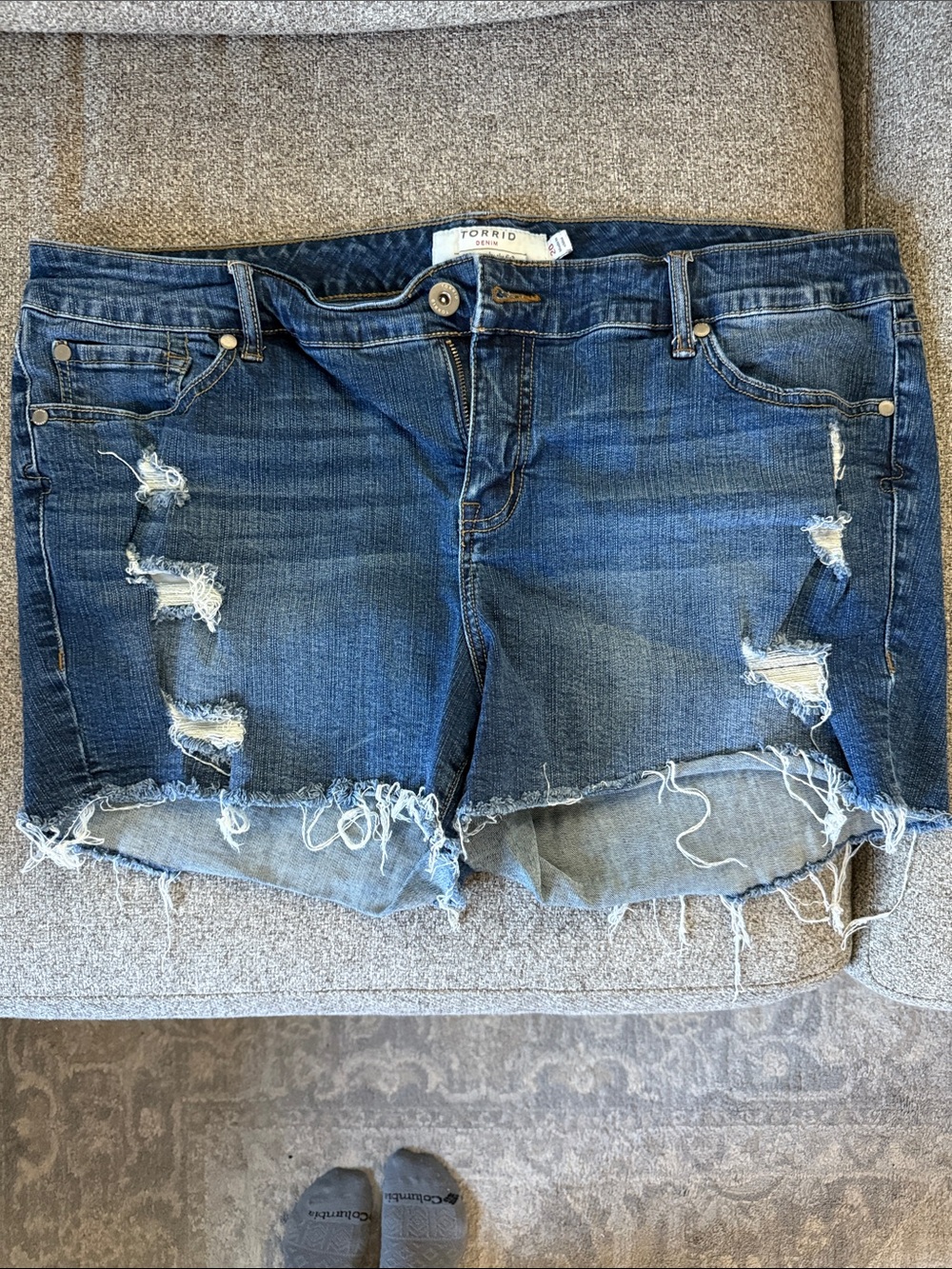 torrid Dark Blue Distressed Denim Cutoff Shorts